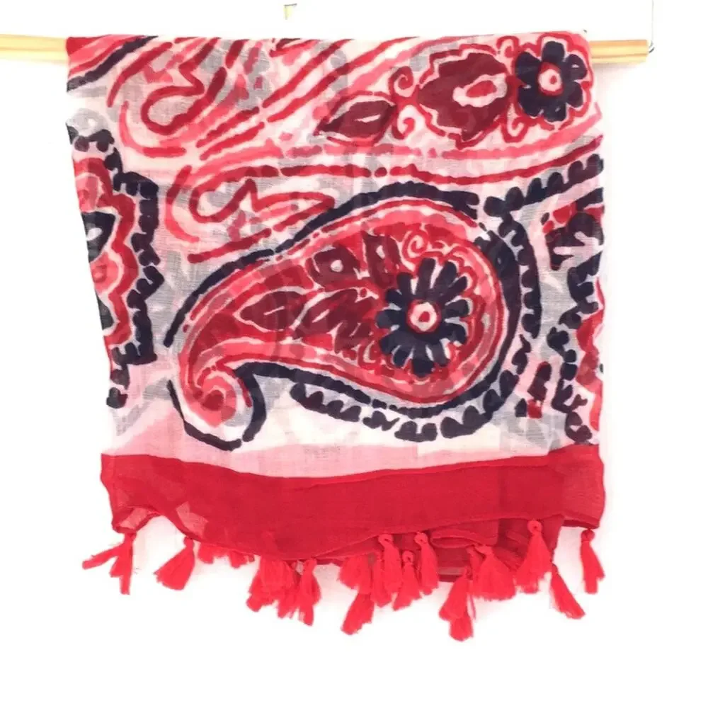 Infinite Scarf wrap swimsuit cover up white red EUC